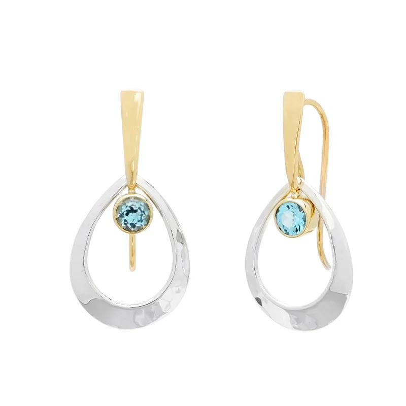 Quartz Drop Earrings for Simple-E.L. Designs Blue Topaz Emma Drop Earrings in Sterling Silver and 14kt Yellow Gold