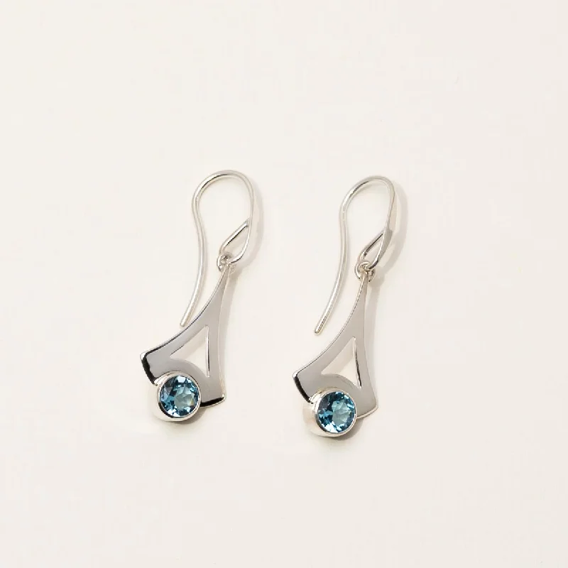 Beaded Drop Earrings for Decorative-E.L. Designs Blue Topaz Reminisce Drop Earrings in Sterling Silver