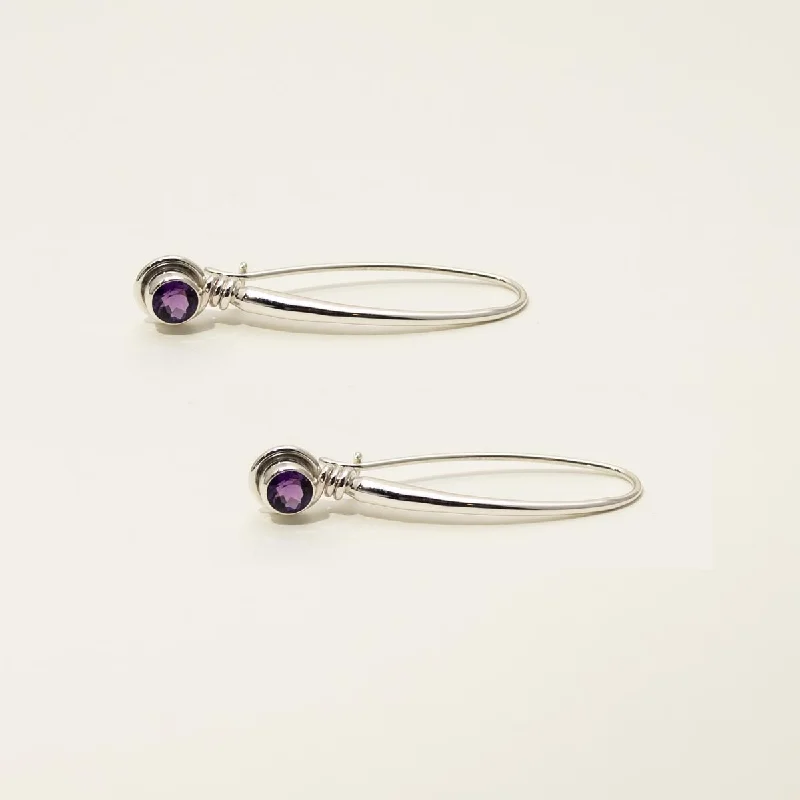 Free-Spirited Drop Earrings for Bohemian-E.L. Designs Jazzy Amethyst Drop Earrings in Sterling Silver