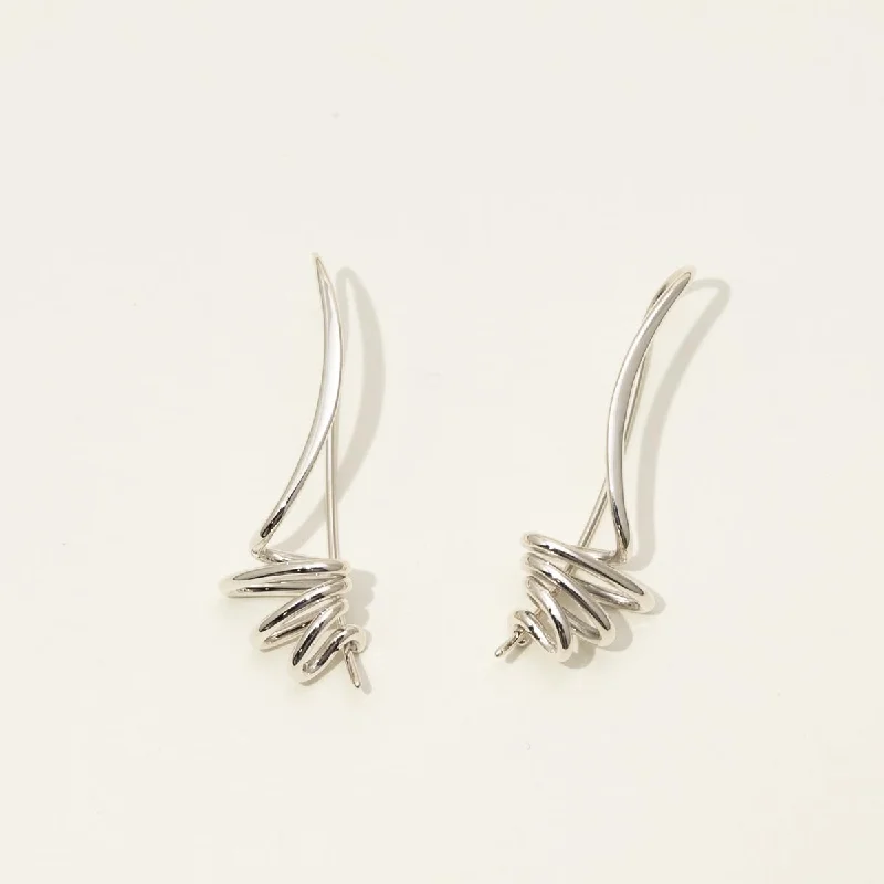 Patterned Drop Earrings for Interest-E.L Designs Tempest Drop Earrings in Sterling Silver