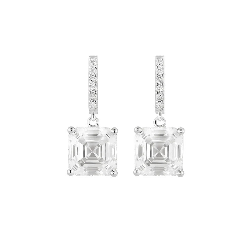 Peridot Drop Earrings for Green-The Asscher Solitaire Drop Earrings