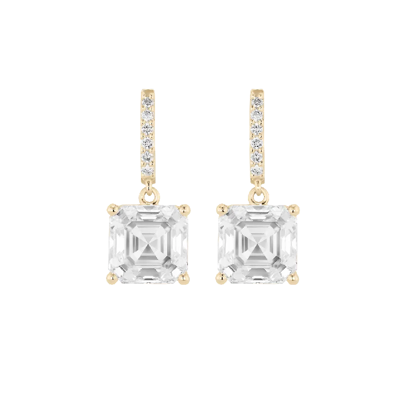 Hypoallergenic Drop Earrings for Sensitive-The Asscher Solitaire Drop Earrings