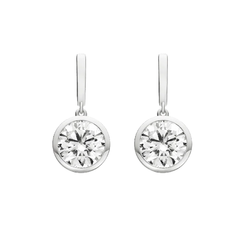 Party Drop Earrings for Glamorous-The Round Brilliant Bezel Drop Earrings