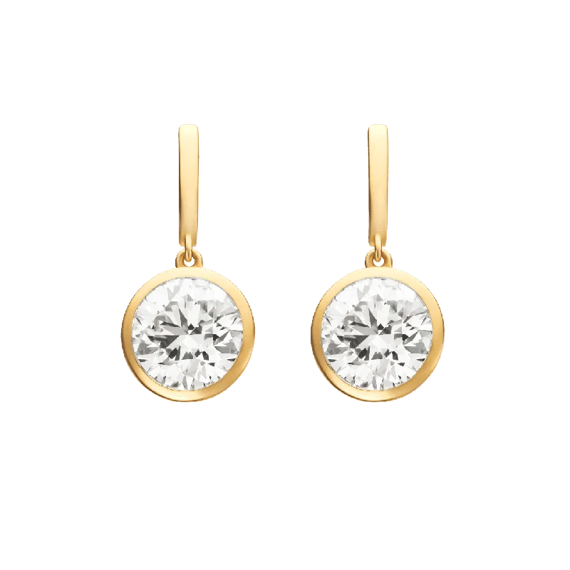 Round Drop Earrings for Traditional-The Round Brilliant Bezel Drop Earrings