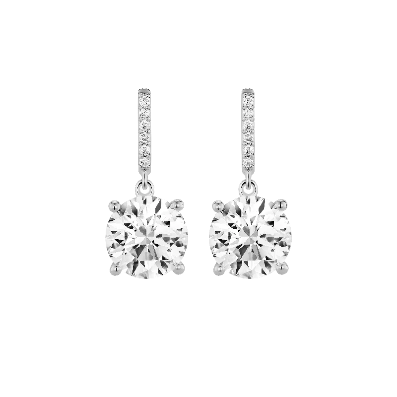 Large Drop Earrings for Statement-The Round Brilliant Solitaire Drop Earrings