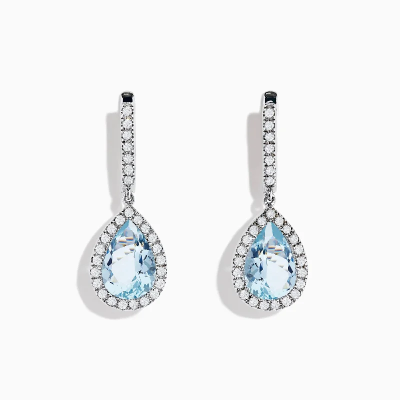 Onyx Drop Earrings for Bold-Aquarius 14K White Gold Aquamarine and Diamond Drop Earrings