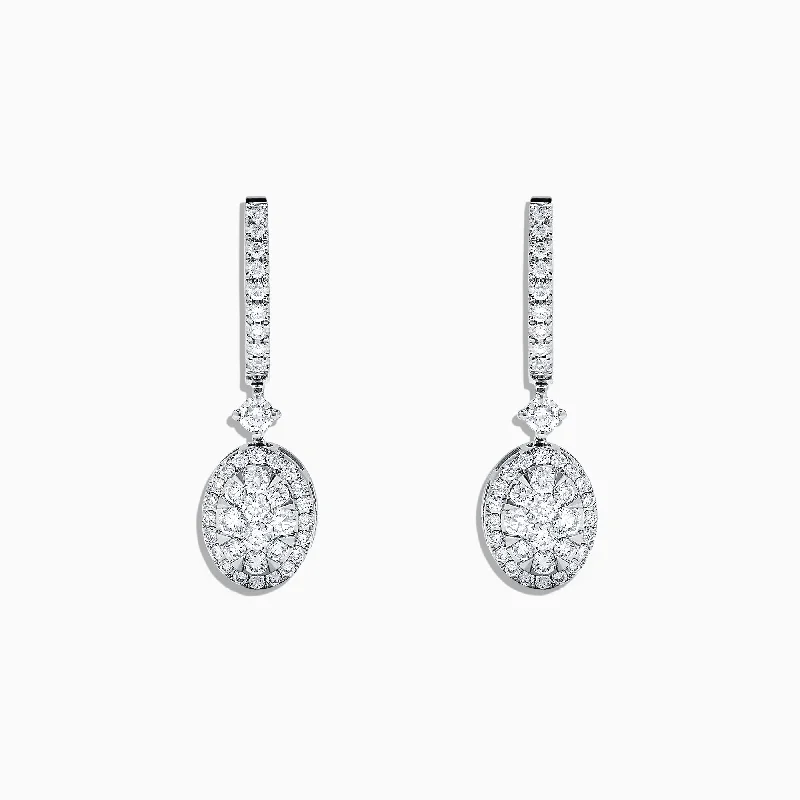 Cluster Drop Earrings for Dazzling-Bouquet 14K White Gold and Diamond Drop Earrings, 0.85 TCW