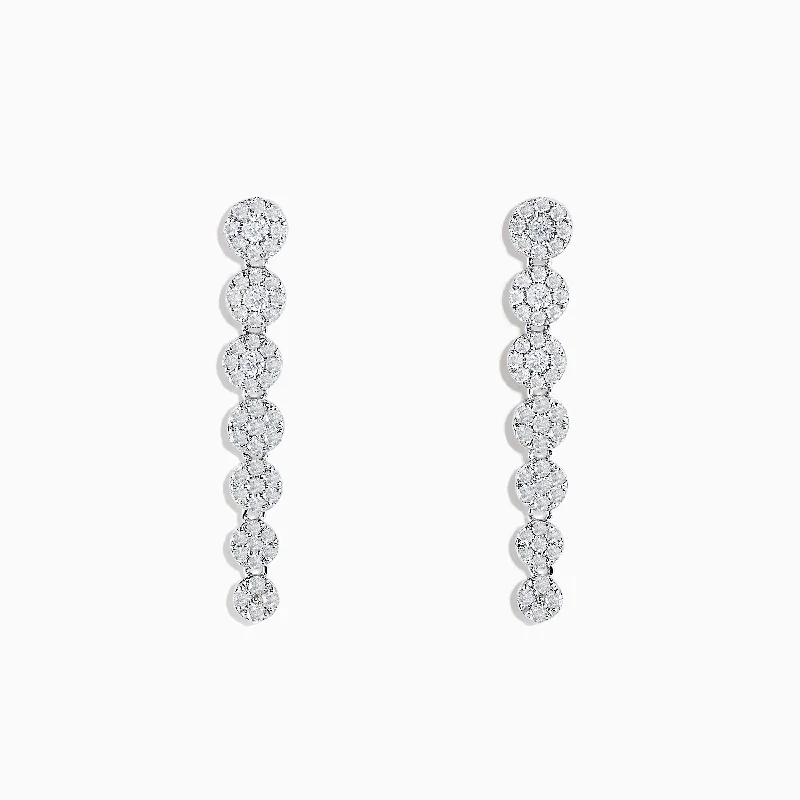 Work Drop Earrings for Professional-Bouquet 14K White Gold Diamond Drop Earrings 0.85 TCW