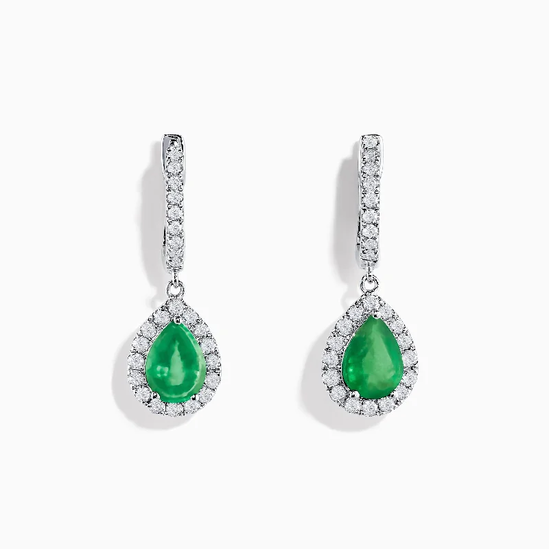 Alexandrite Drop Earrings for Colorful-Brasilica 14K White Gold Emerald and Diamond Drop Earrings