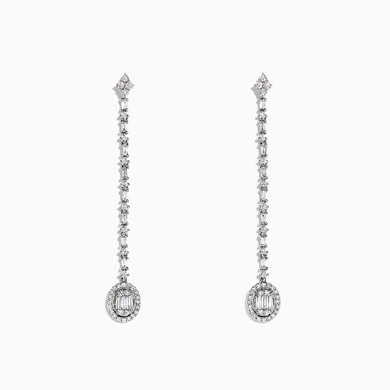 Vintage-Inspired Drop Earrings for Retro-Classique 14K White Gold Diamond Drop Earrings, 0.72 TCW