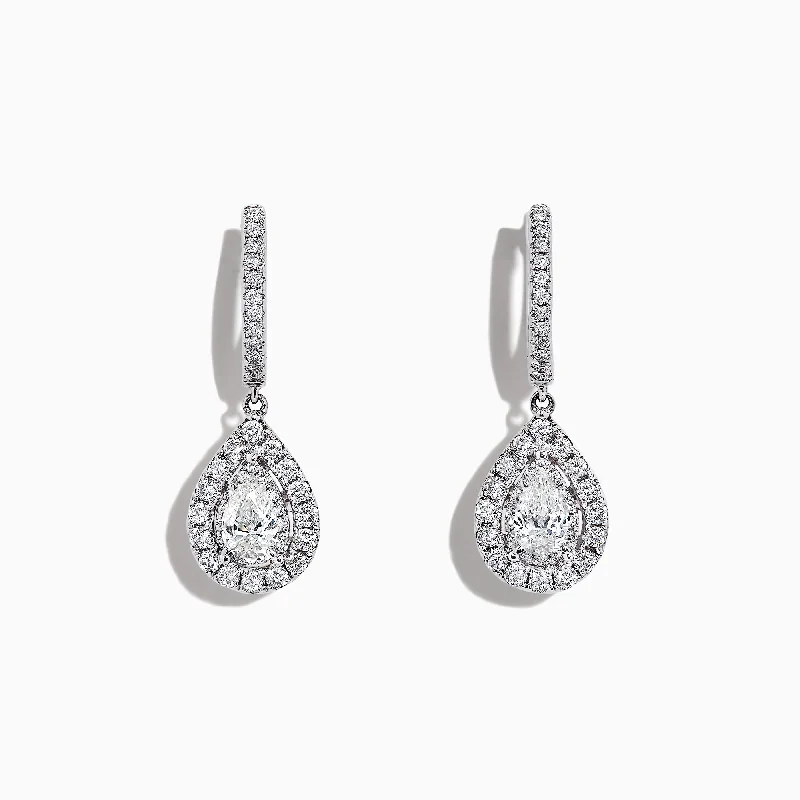 Modern Drop Earrings for Contemporary-Pave Classica 14K Gold Diamond Pear Shaped Drop Earrings, 0.77 TCW