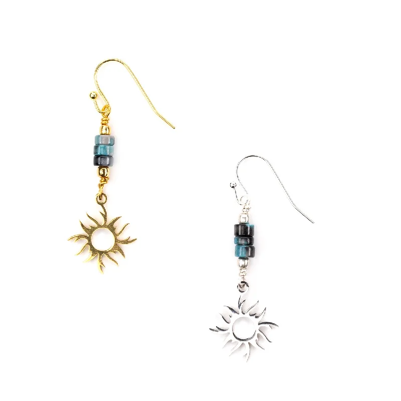 Celtic Drop Earrings for Heritage-El Farol Gemstone and Sun Charm Earring