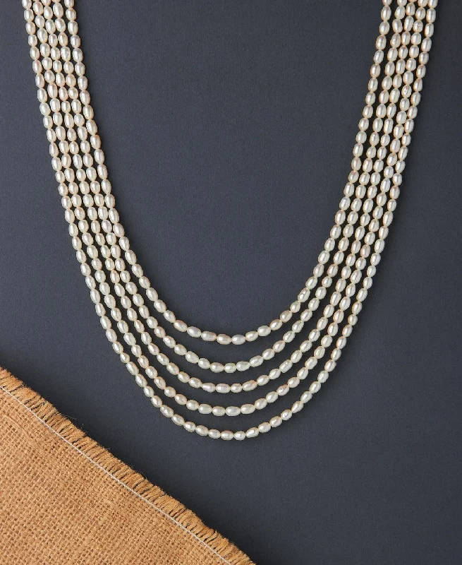 Layered charm necklaces with pendants for a trendy and fashionable style -Elegant 5 line Pearl Necklace