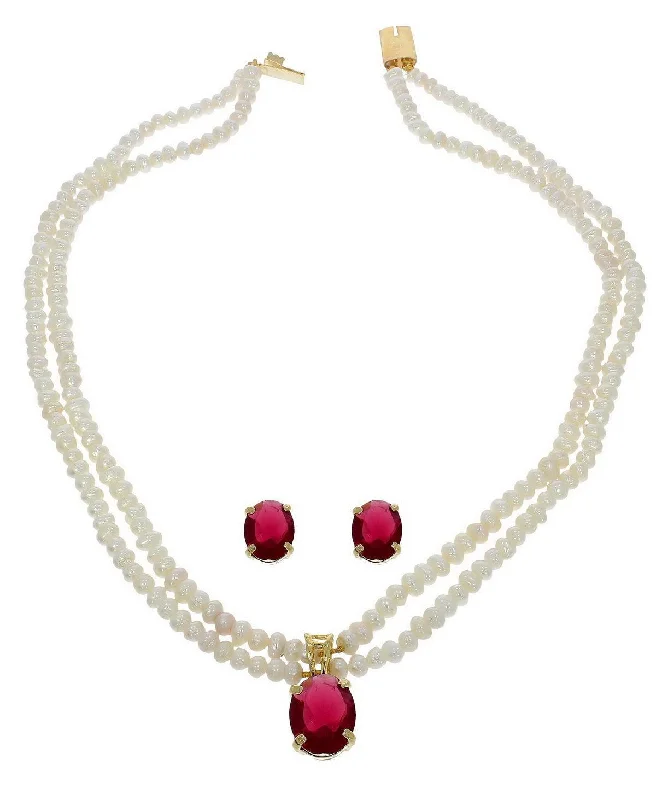 Sterling silver necklaces and pendants for a timeless and classic style -Elegant Pearl Necklace Set