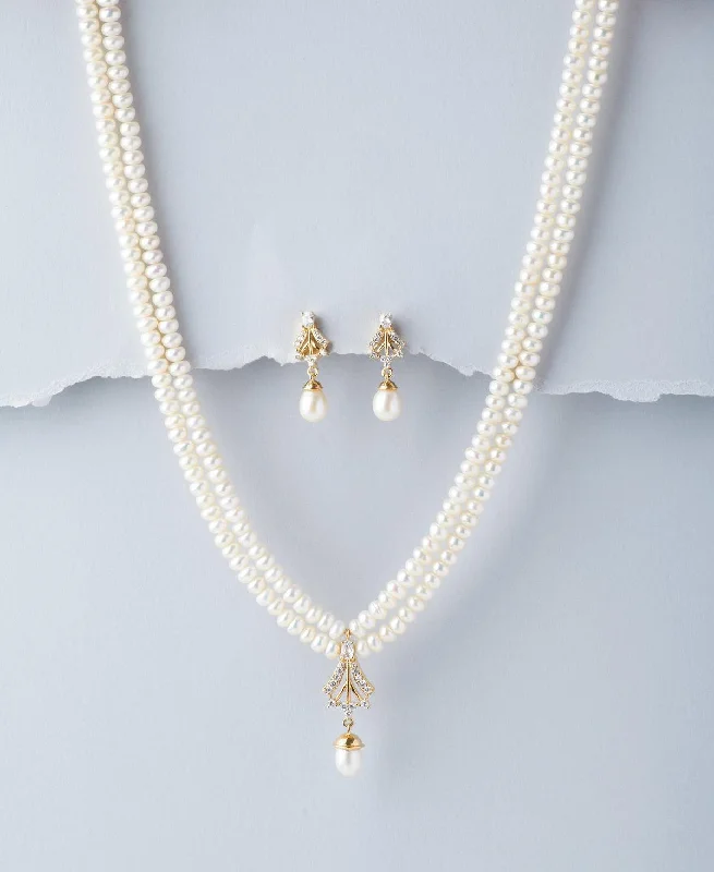 Rose gold necklaces and pendants for a soft, feminine, and elegant look -Elegant Real Pearl Necklace Set