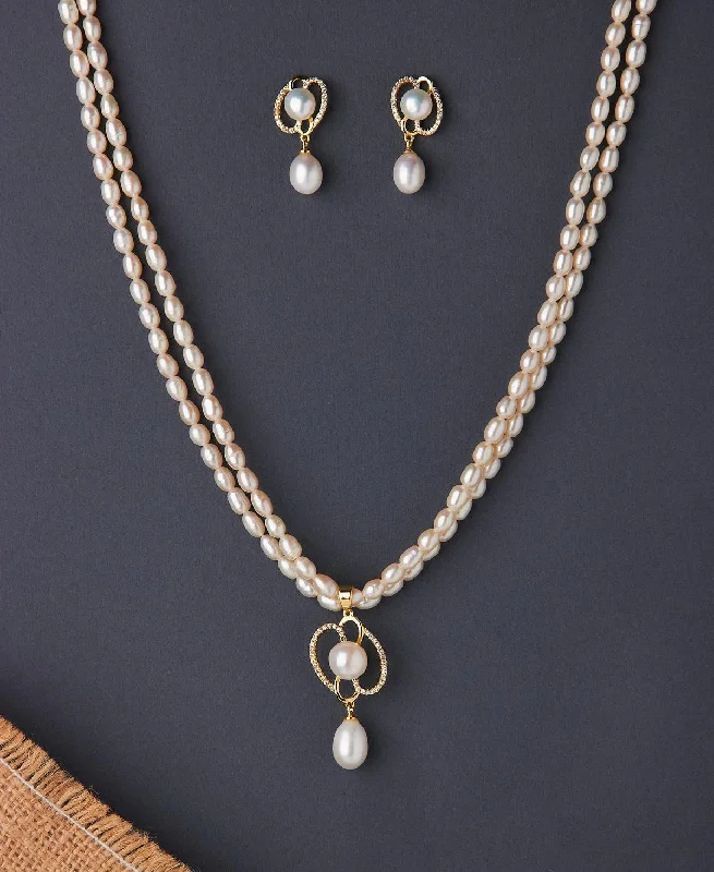 Elegant pearl necklaces and pendants for women with simple, classic designs -Elegant Real Pearl Necklace Set