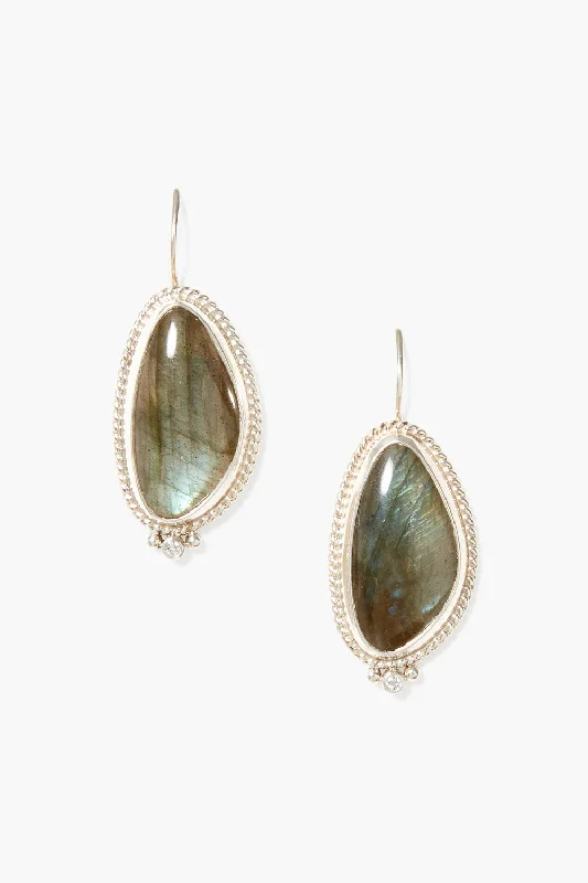 Maximalist Drop Earrings for Bold-Elizabeth Drop Earrings Silver Labradorite