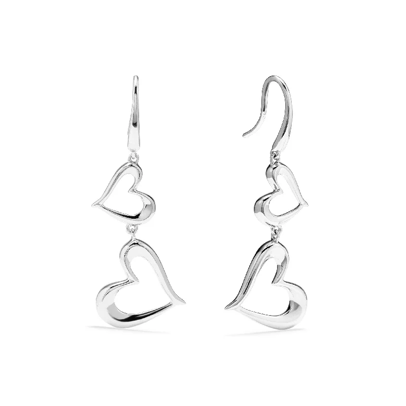 Waterproof Drop Earrings for Practical-Eros Double Open Heart Drop Earrings