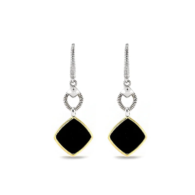 Travel Drop Earrings for On-The-Go-Eternity Drop Earrings with Black Onyx and 18K Gold