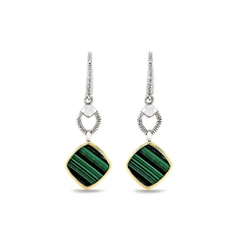 Beach Drop Earrings for Relaxed-Eternity Drop Earrings with Malachite and 18K Gold