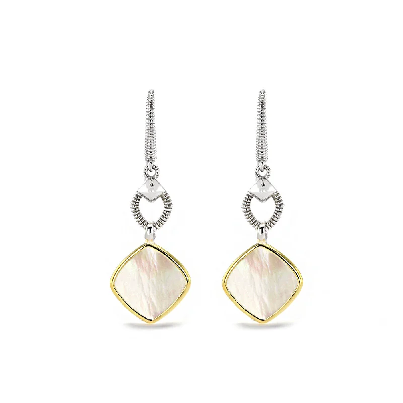 Sophisticated Drop Earrings for Elegant-Eternity Drop Earrings with Mother of Pearl and 18K Gold