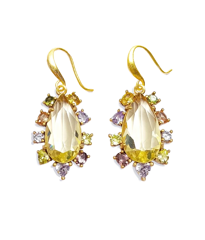 Topaz Drop Earrings for Radiant-Finn Drop Earrings