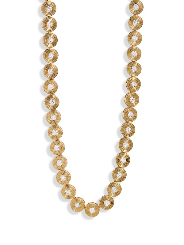 Adjustable necklace chains with interchangeable pendants for a versatile accessory -Fluted Diamond Eternity Yellow Gold Necklace