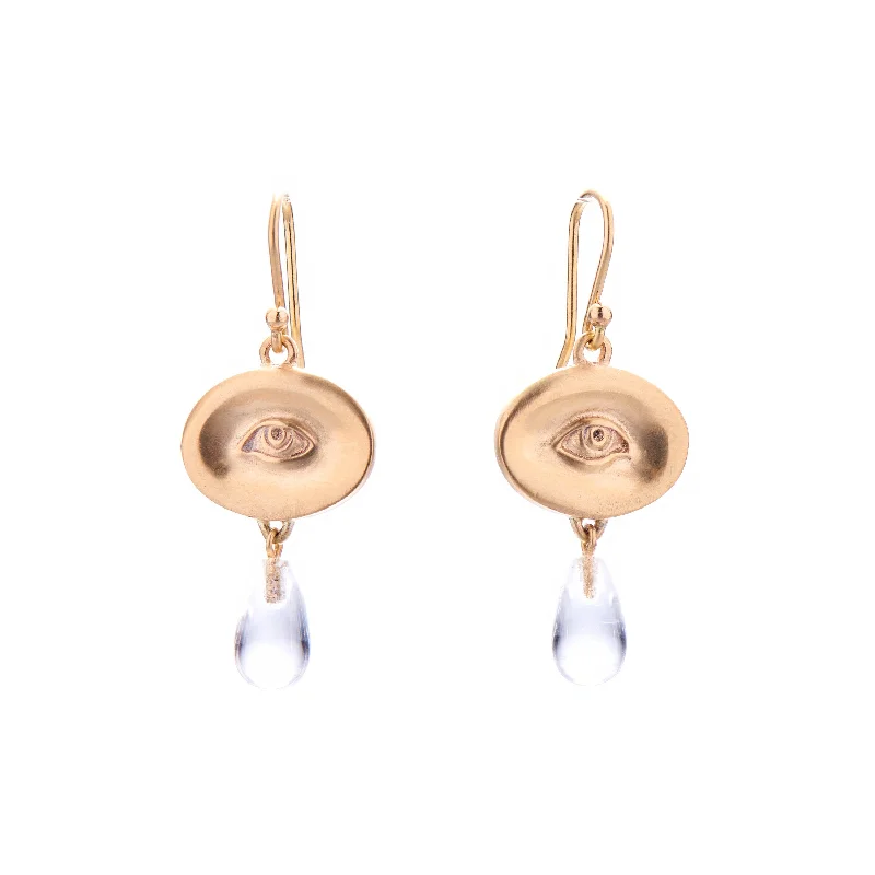 Quartz Drop Earrings for Simple-Gabriella Kiss 10k Small Eye & Crystal Drop Earrings