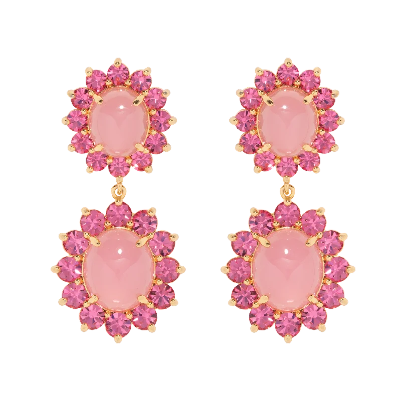 Zircon Drop Earrings for Sparkling-Georgie Drop Earrings in Pink