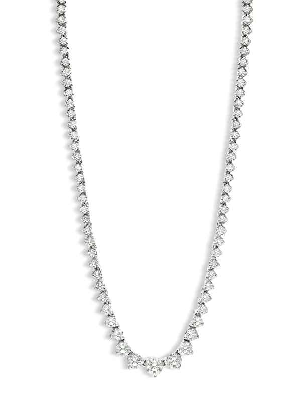 Layered pendant necklaces with multiple chains for a bold and stylish look -Graduated Diamond White Gold Tennis Necklace