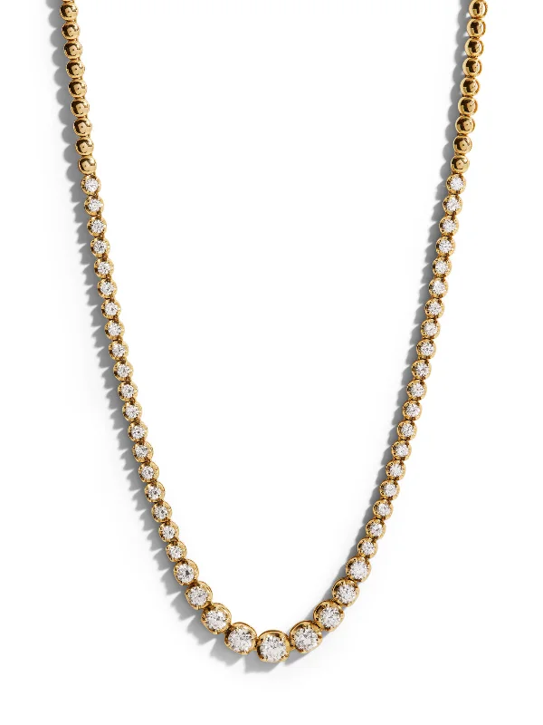 Simple necklaces and pendants with smooth finishes for a minimalist style -Graduated Diamond Yellow Gold Tennis Necklace