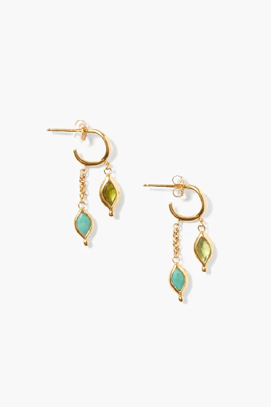 Oval Drop Earrings for Graceful-Indira Drop Earrings Turquoise Mix