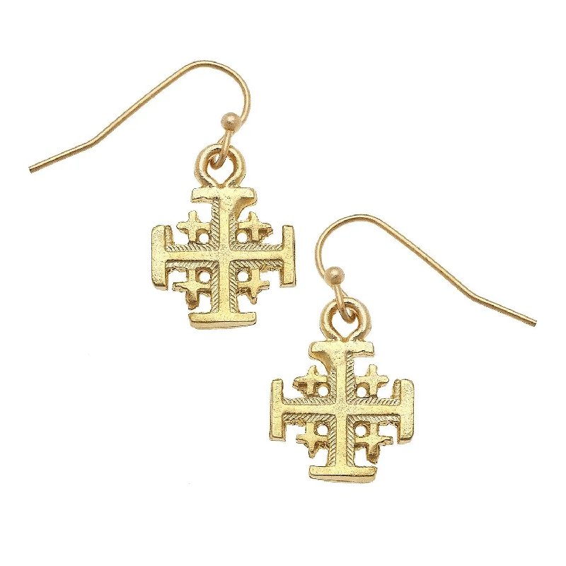 Zircon Drop Earrings for Sparkling-Jerusalem Cross Drop Earrings