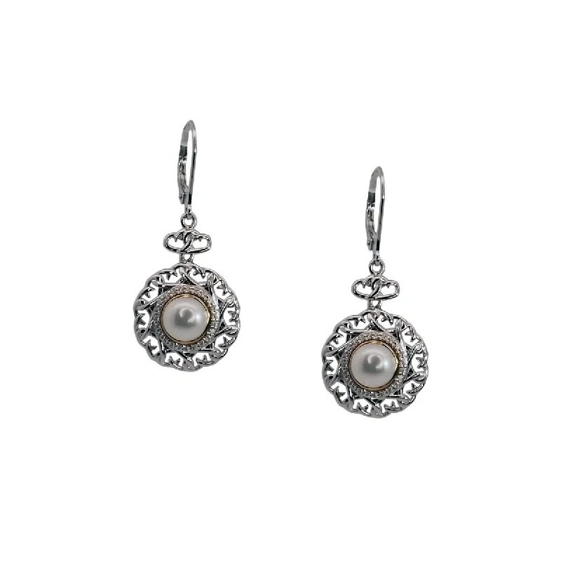 Woven Drop Earrings for Artistic-Keith Jack Aphrodite Cultured Freshwater Pearl Drop Earrings in Sterling Silver and 10kt Yellow Gold with Cubic Zirconia (6.5mm pearls)