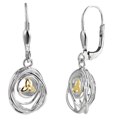 Heart-Shaped Drop Earrings for Loving-Keith Jack Cradle of Life Celtic Drop Earrings in Sterling Silver and 10kt Yellow Gold