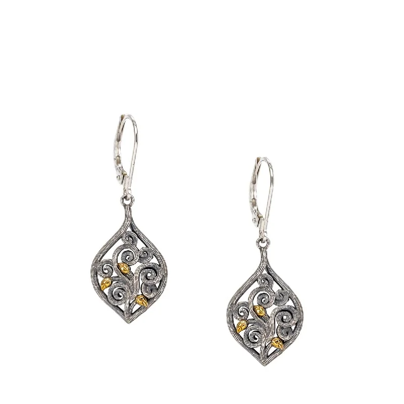 Cluster Drop Earrings for Dazzling-Keith Jack Tree of Life Drop Earrings in Sterling Silver and 10kt Yellow Gold