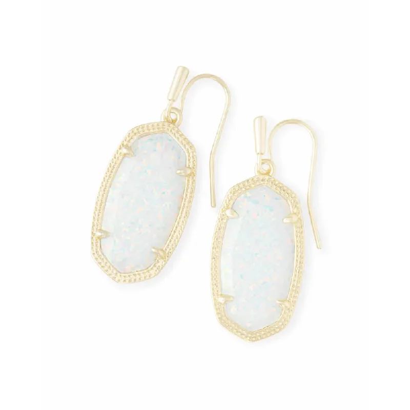 Infinity Drop Earrings for Eternal-Kendra Scott Dani Gold Drop Earrings in White Kyocera Opal