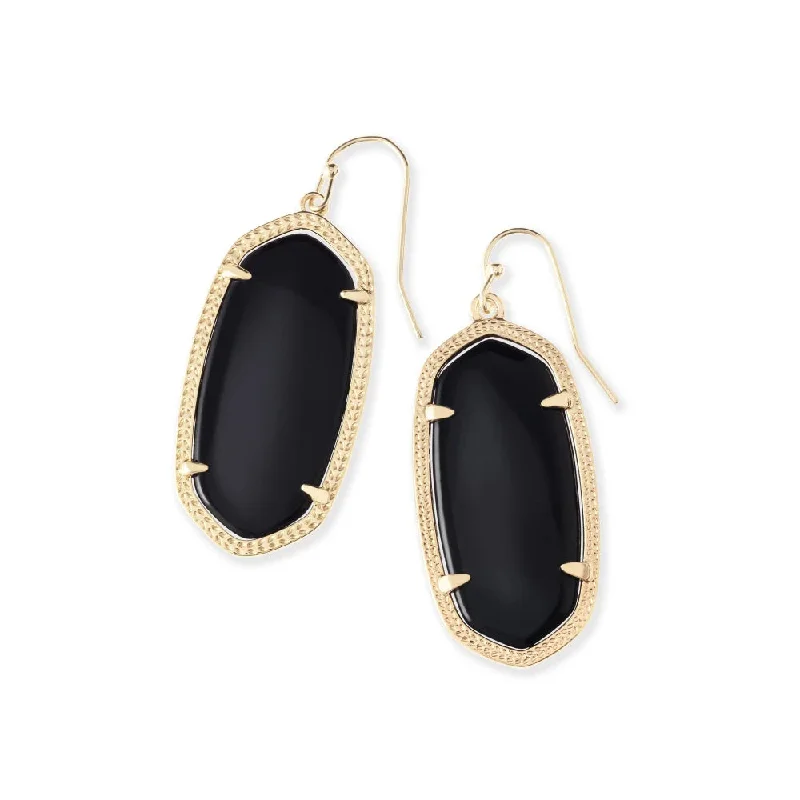 Cluster Drop Earrings for Dazzling-Kendra Scott Elle Gold Drop Earrings in Black Opaque Glass