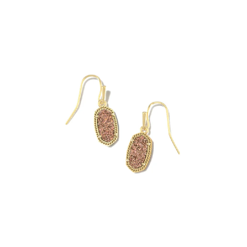 Halo Drop Earrings for Surrounding-Kendra Scott Lee Gold Drop Earrings in Spice Drusy