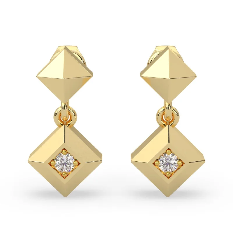 Simple Drop Earrings for Subtle-Lands Collection Earth Diamond Drop Earrings in Yellow Modern Electrum (1/20ct tw)