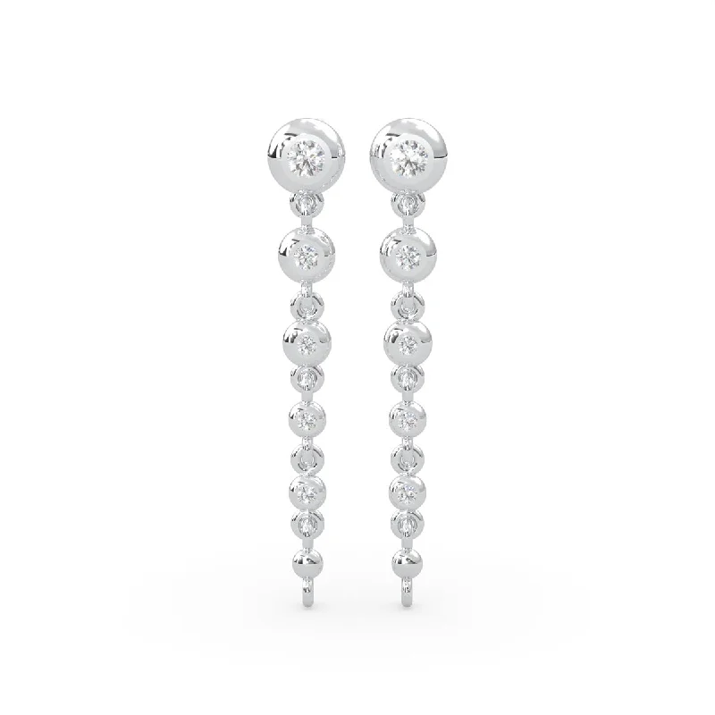 Delicate Drop Earrings for Feminine-Lands Collection Spirit Diamond Chain Drop Earrings in White Modern Electrum (1/5ct tw)