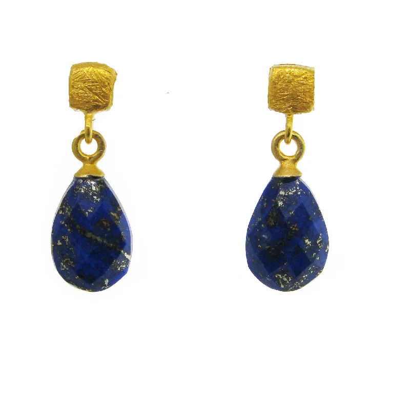 Mysterious Drop Earrings for Intriguing-Lapis Briolette Drop Earrings