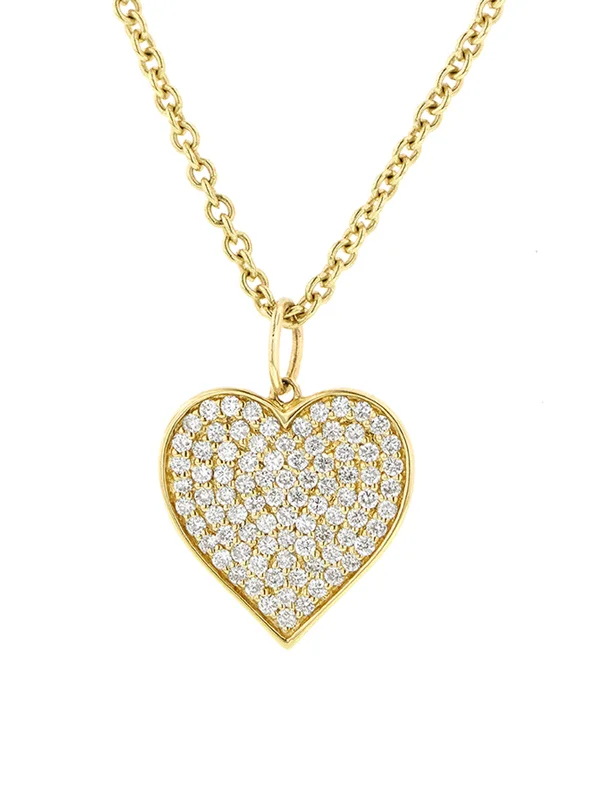 Rose gold necklaces and pendants for a soft, feminine, and elegant look -Large Diamond Pavé Heart Pendant Yellow Gold Necklace