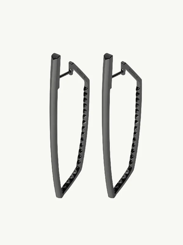 Modern Drop Earrings for Contemporary-Lilith Studded Hoop Earrings In Blackened Silver