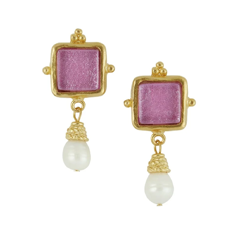 Zircon Drop Earrings for Sparkling-Madeline Pearl Drop Earrings