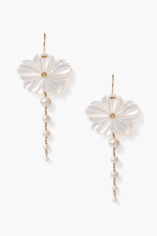 Fashionable Drop Earrings for Style-Magnolia Drop Earrings White