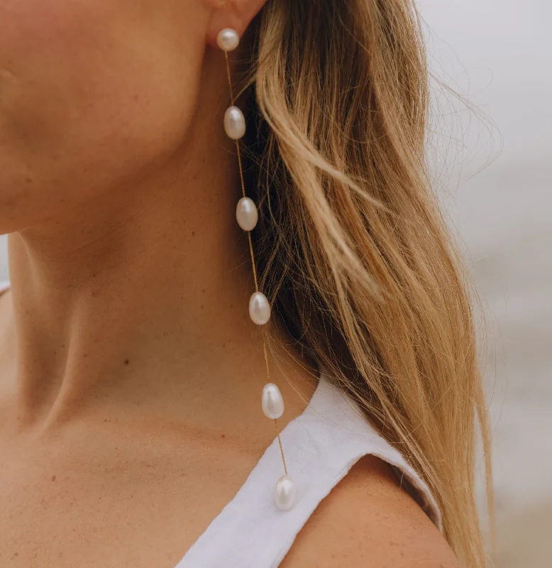 Party Drop Earrings for Glamorous-MALIBU PEARL DROP EARRINGS