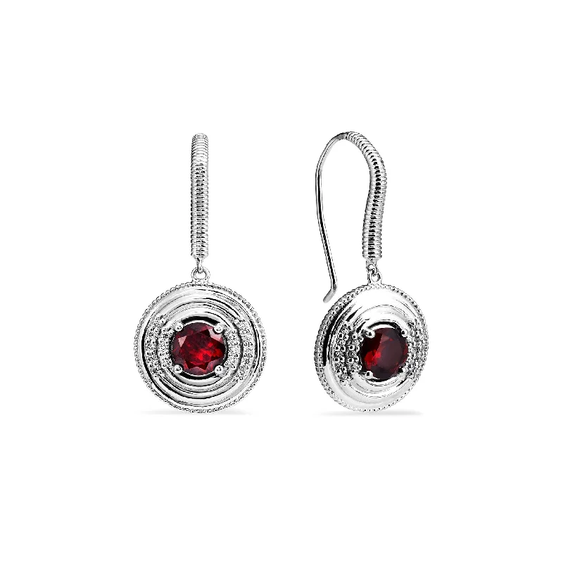 Formal Drop Earrings for Special-Max Drop Earrings with Garnet and Diamonds