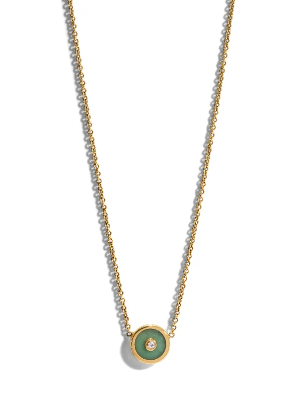 Adjustable necklace chains with interchangeable pendants for a versatile accessory -Mini Chrysoprase and Diamond Compass Yellow Gold Necklace