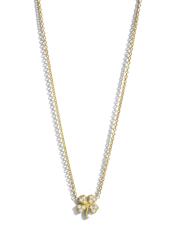 Delicate gold pendant necklaces for a subtle, refined, and elegant accessory -Mini Diamond Clover Yellow Gold Necklace